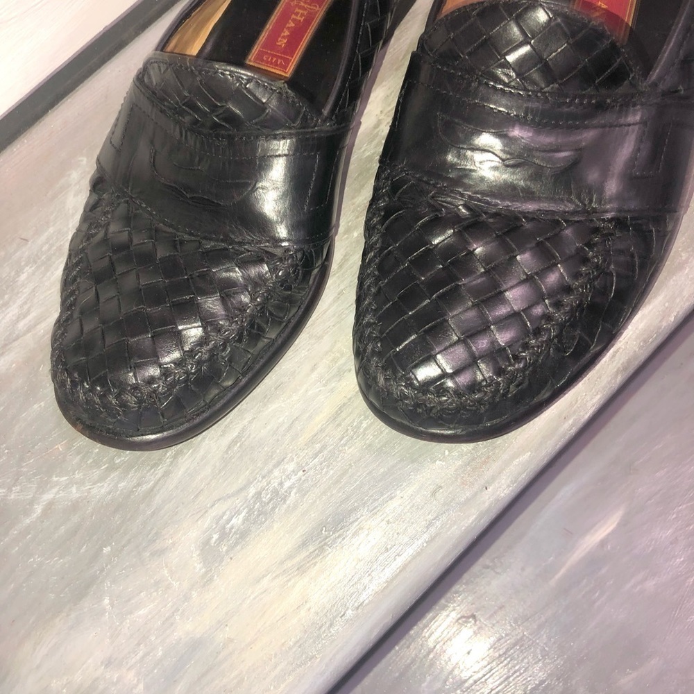 Cole Haan City Men’s Leather Woven Penny Loafers Black 11 - Picture 7 of 10